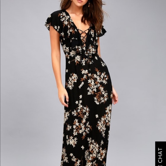 Lulus black floral dress - Picture 1 of 2